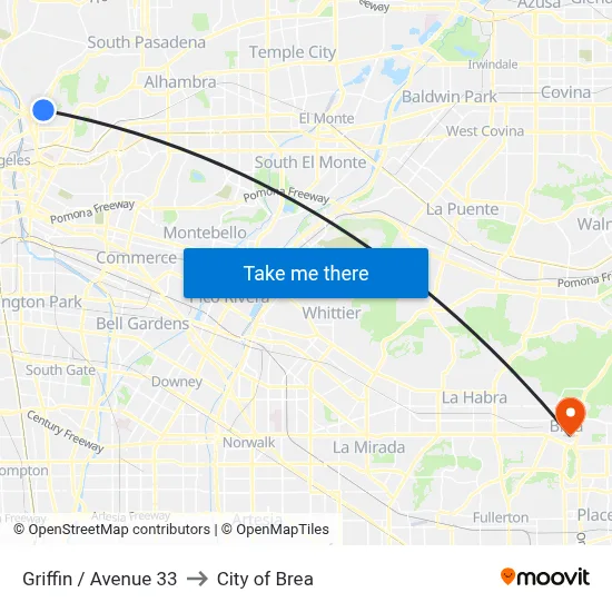 Griffin / Avenue 33 to City of Brea map