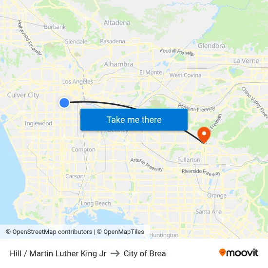 Hill / Martin Luther King Jr to City of Brea map