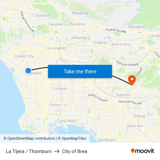 La Tijera / Thornburn to City of Brea map