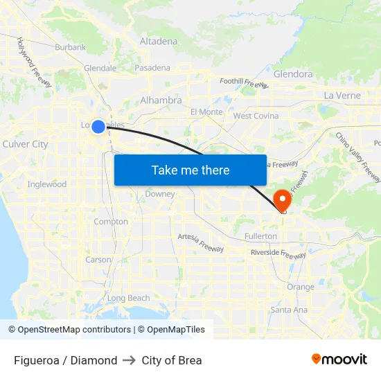 Figueroa / Diamond to City of Brea map