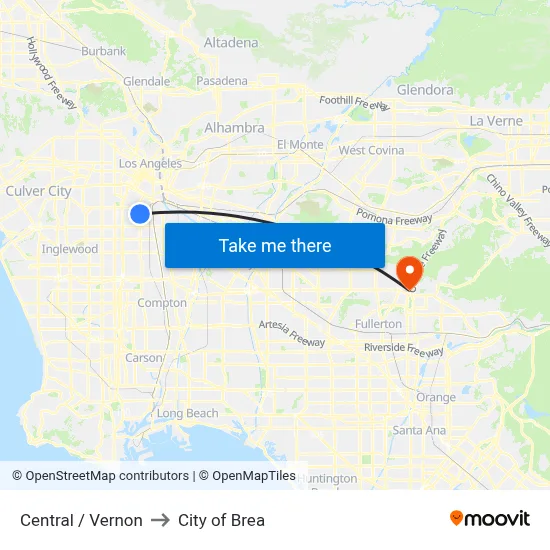 Central / Vernon to City of Brea map