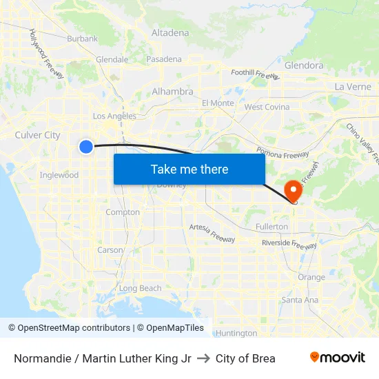 Normandie / Martin Luther King Jr to City of Brea map