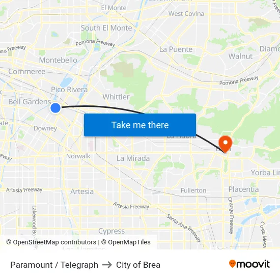 Paramount / Telegraph to City of Brea map