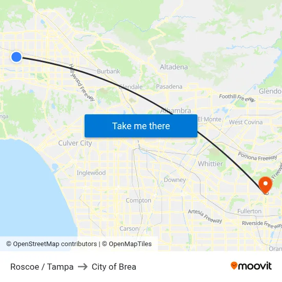 Roscoe / Tampa to City of Brea map