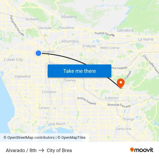 Alvarado / 8th to City of Brea map