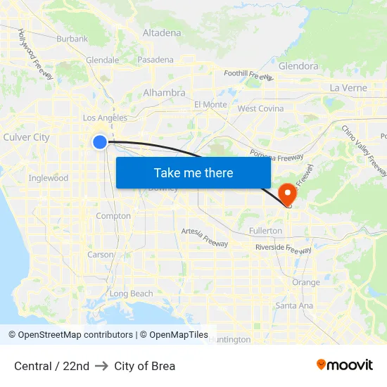Central / 22nd to City of Brea map