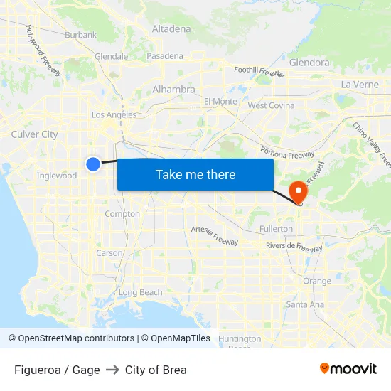 Figueroa / Gage to City of Brea map
