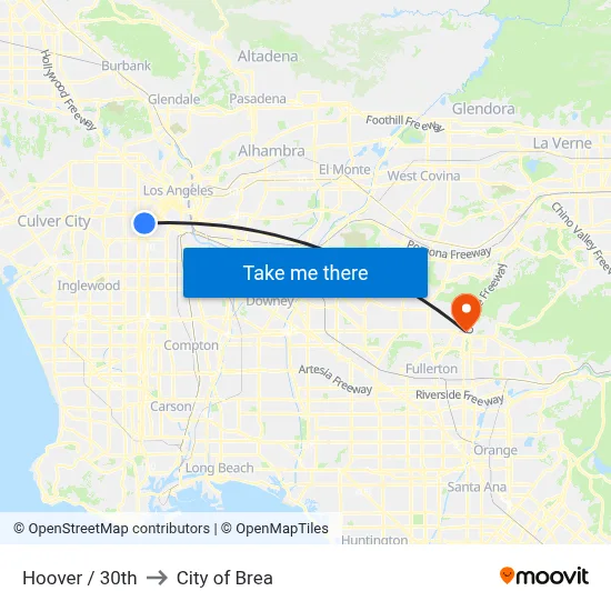 Hoover / 30th to City of Brea map