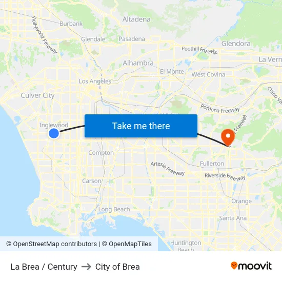 La Brea / Century to City of Brea map