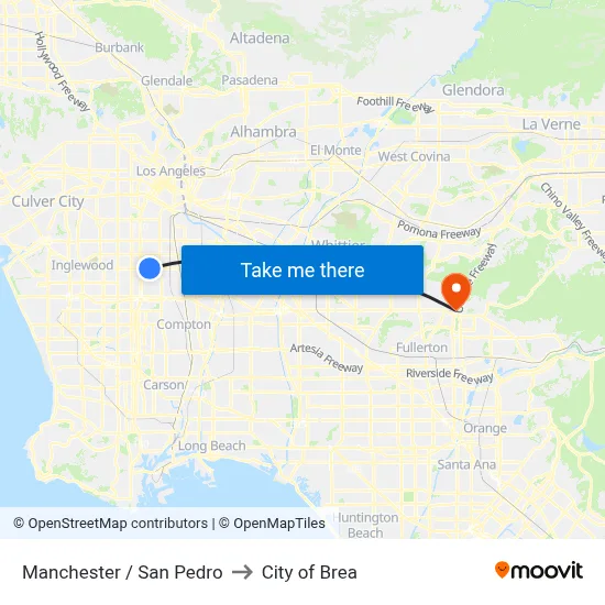 Manchester / San Pedro to City of Brea map
