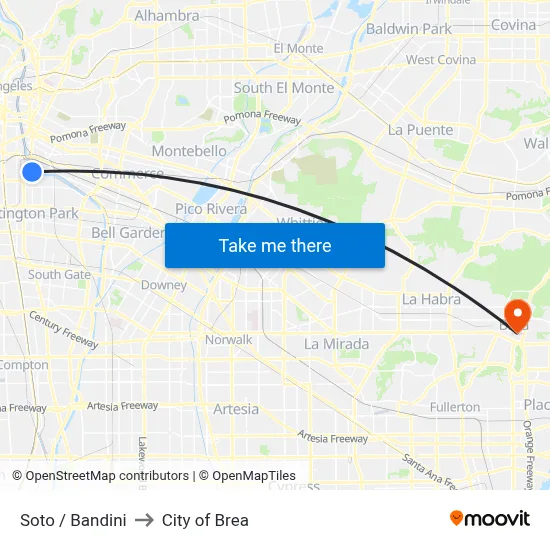 Soto / Bandini to City of Brea map