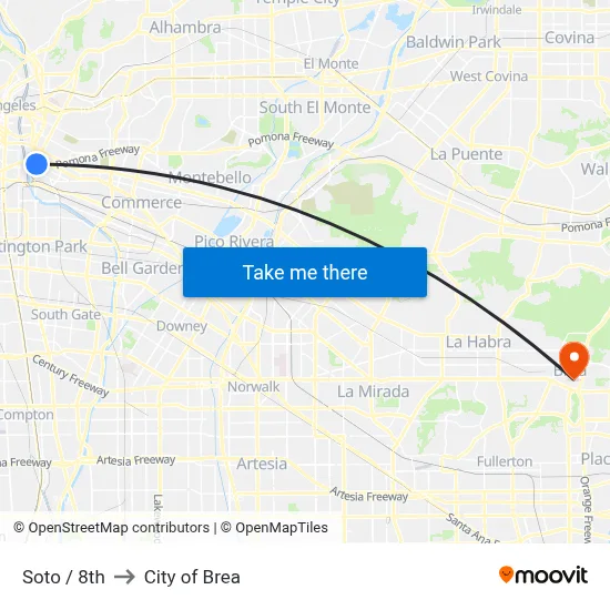 Soto / 8th to City of Brea map