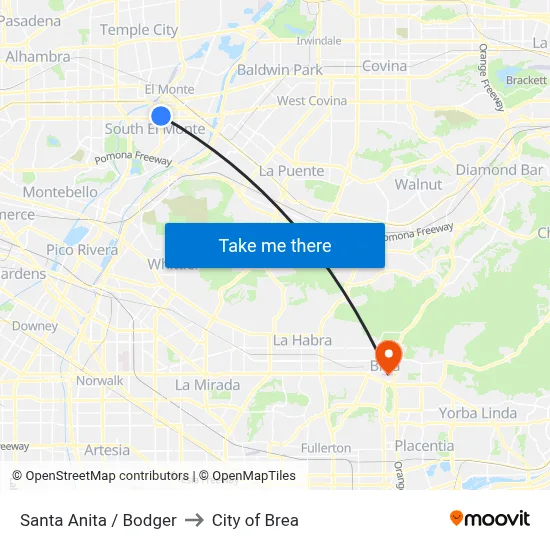 Santa Anita / Bodger to City of Brea map