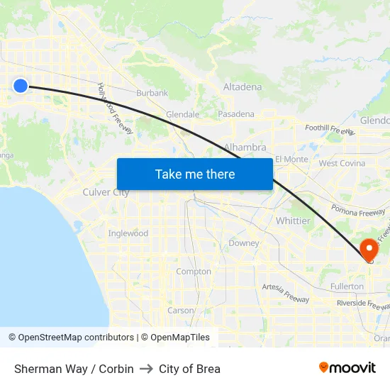 Sherman Way / Corbin to City of Brea map
