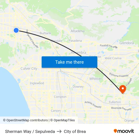 Sherman Way / Sepulveda to City of Brea map