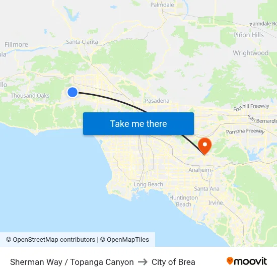 Sherman Way / Topanga Canyon to City of Brea map