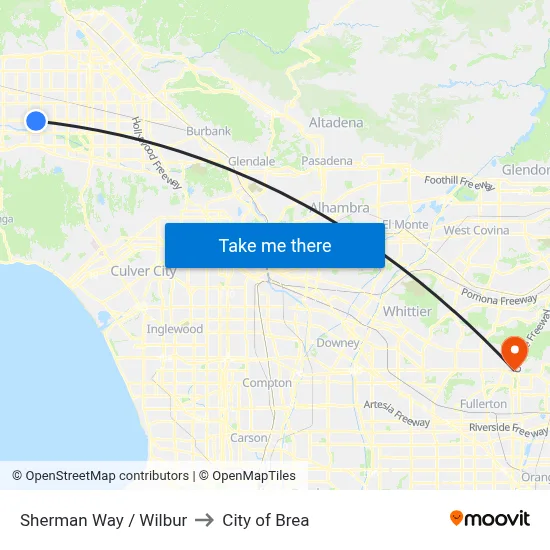Sherman Way / Wilbur to City of Brea map