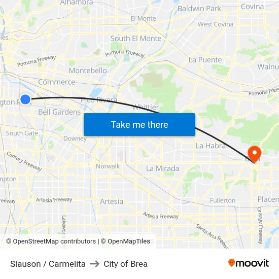 Slauson / Carmelita to City of Brea map