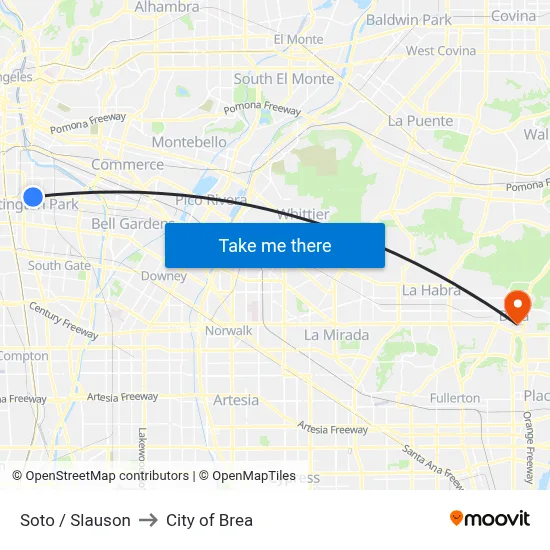 Soto / Slauson to City of Brea map