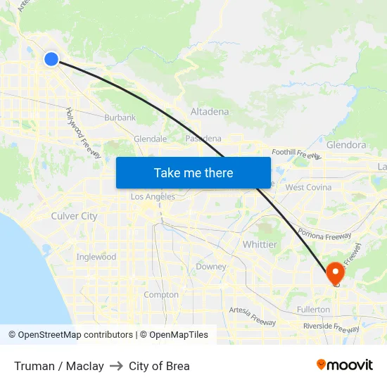 Truman / Maclay to City of Brea map
