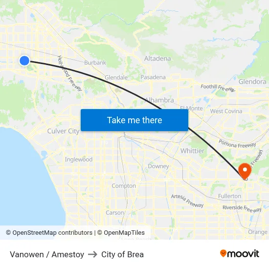Vanowen / Amestoy to City of Brea map