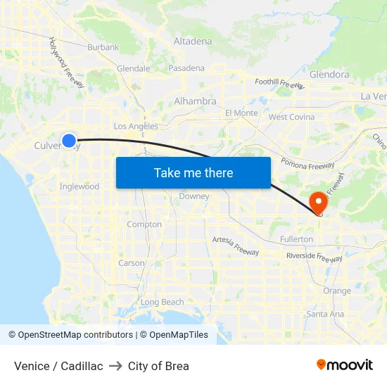Venice / Cadillac to City of Brea map