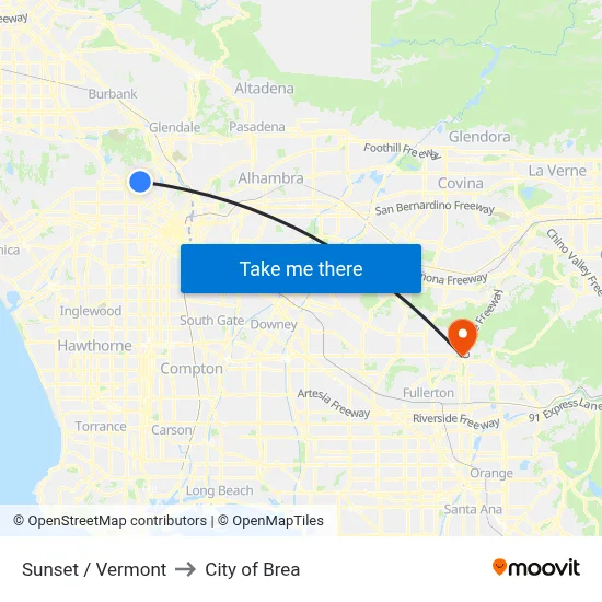 Sunset / Vermont to City of Brea map