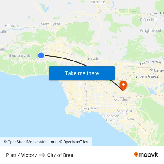 Platt / Victory to City of Brea map