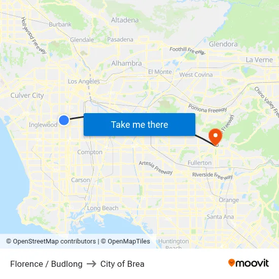 Florence / Budlong to City of Brea map
