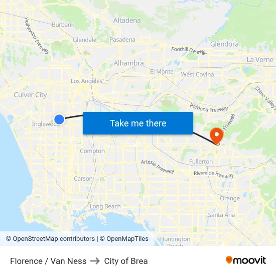 Florence / Van Ness to City of Brea map