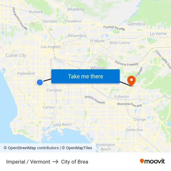 Imperial / Vermont to City of Brea map