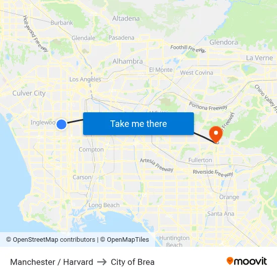 Manchester / Harvard to City of Brea map