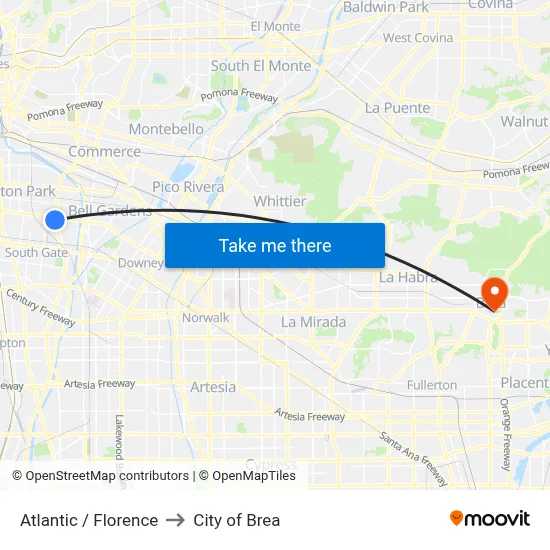 Atlantic / Florence to City of Brea map