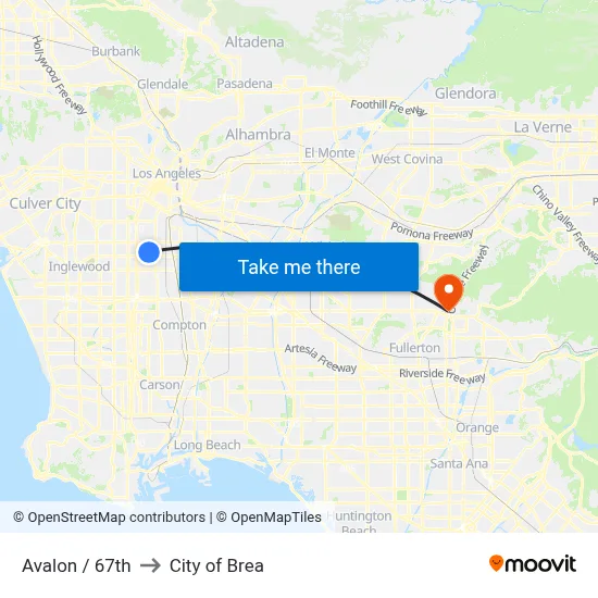 Avalon / 67th to City of Brea map