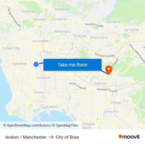 Avalon / Manchester to City of Brea map