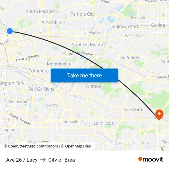 Ave 26 / Lacy to City of Brea map