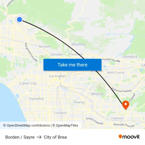 Borden / Sayre to City of Brea map