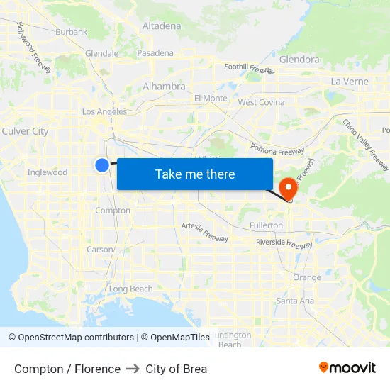 Compton / Florence to City of Brea map
