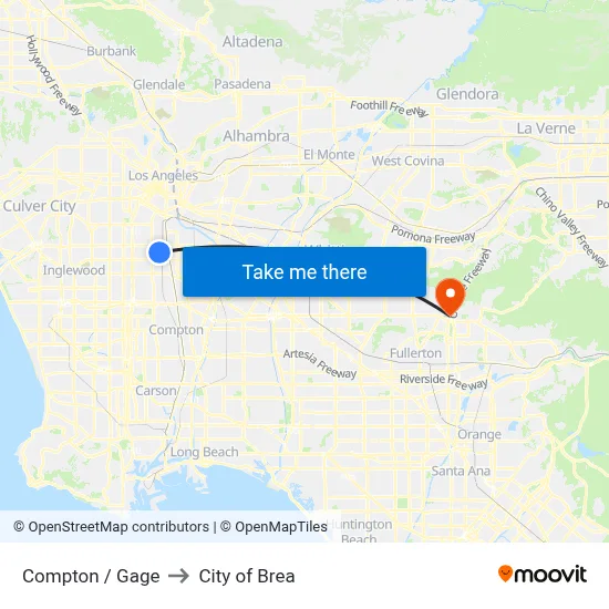 Compton / Gage to City of Brea map