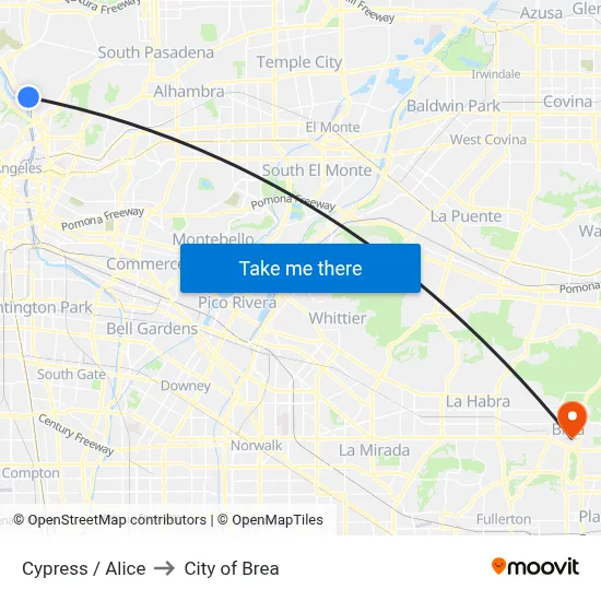 Cypress / Alice to City of Brea map
