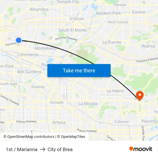 1st / Marianna to City of Brea map