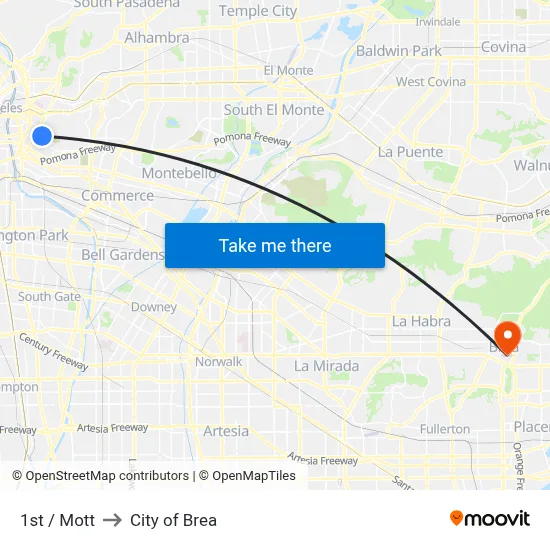 1st / Mott to City of Brea map