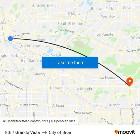 8th / Grande Vista to City of Brea map