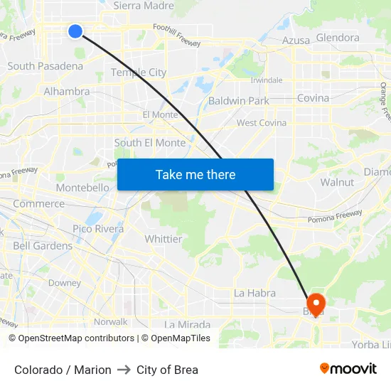 Colorado / Marion to City of Brea map