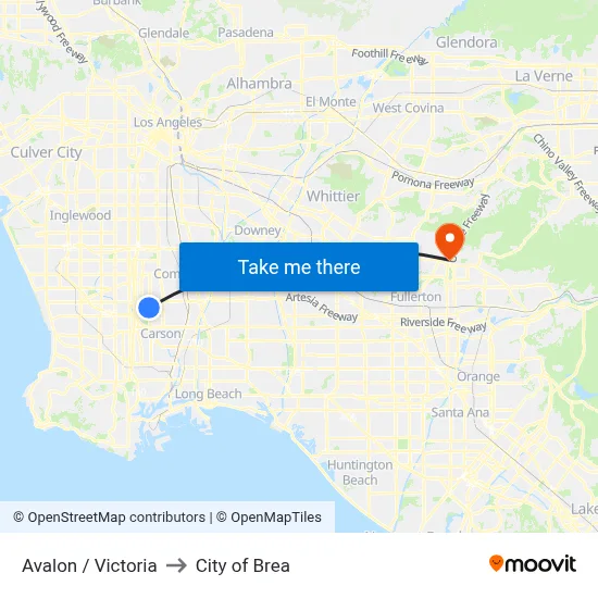 Avalon / Victoria to City of Brea map