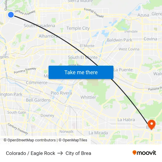 Colorado / Eagle Rock to City of Brea map