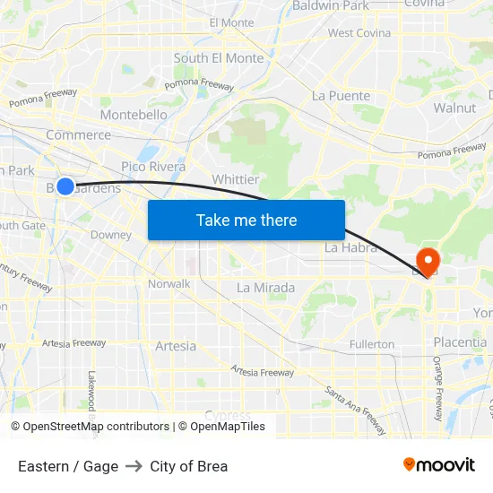 Eastern / Gage to City of Brea map