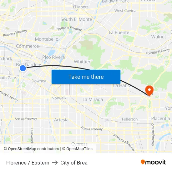 Florence / Eastern to City of Brea map