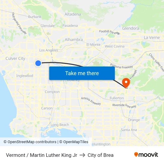 Vermont / Martin Luther King Jr to City of Brea map