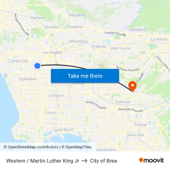 Western / Martin Luther King Jr to City of Brea map